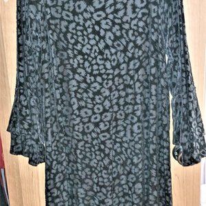 love...ady Black Dress Size 1X with Ruffled Long Sleeves
